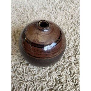 Japan‎ Pottery Bud Vase Round Spherical Raku Style 4"